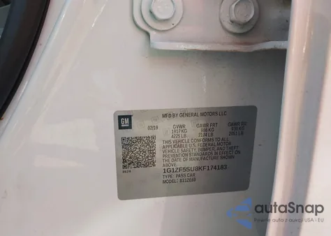 2019 Chevrolet Malibu Hybrid from USA, damaged, VIN 1G1ZF5SU8KF174183
